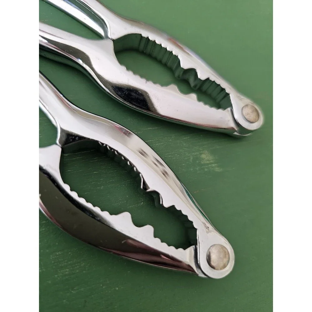 2 Metal Seafood Or Nut Crackers Silver Colored